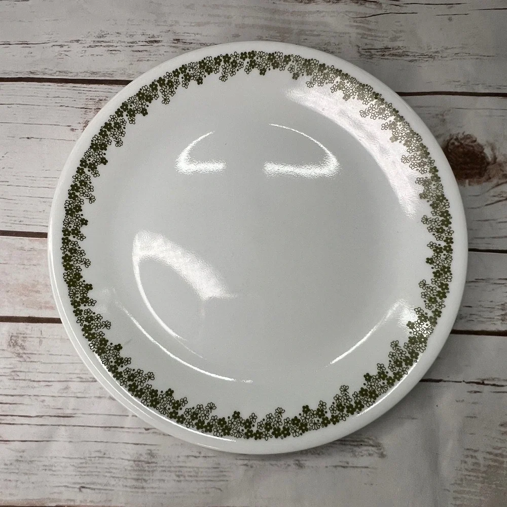 VTG Corelle Dinner Plates Spring Blossom Green Crazy Daisy 10.25